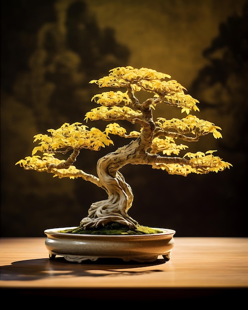 Espécimes de bonsai em estilo leve