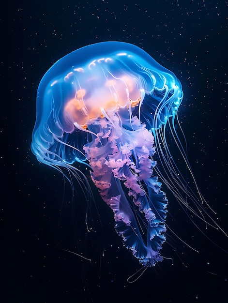 Espectacular bolha de águas-vivas brilhante com fundo de papel de parede de textura de arte de Creatu translúcida