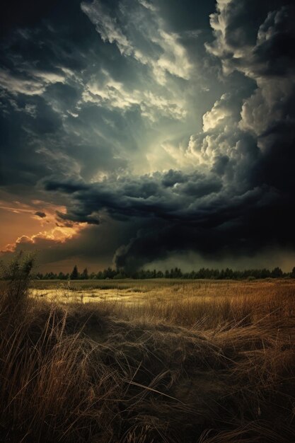 Espectacular cielo tormentoso con nubes oscuras creado con IA generativa