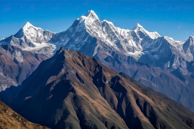 Una espectacular cordillera con picos cubiertos de nieve Generativo Ai