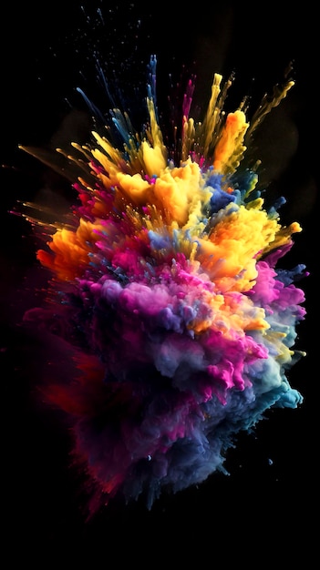 Espectacular explosión de polvo de colores: un estallido de vitalidad y alegría creado con tecnología de IA generativa