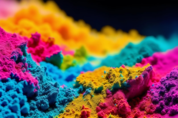 Una espectacular explosión de polvo desatada Abrazando el esplendor de las coloridas explosiones de polvo Espacio de copia IA generativa