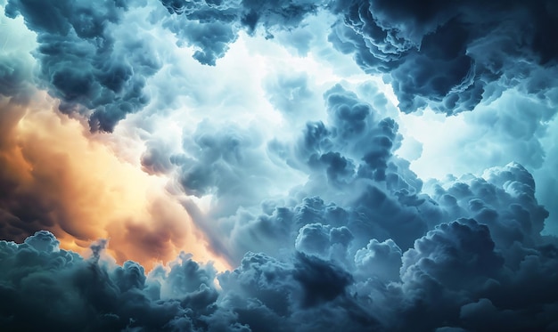 Foto espectacular fondo abstracto de cielo de tormenta con nubes oscuras y ominosas