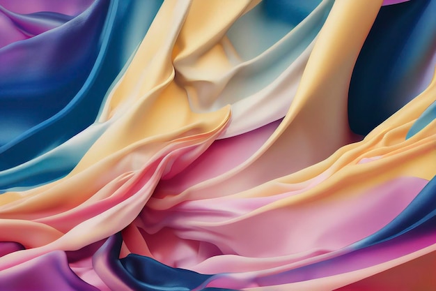 Espectacular fondo elegante de una tela suave como la seda con un patrón de textura multicolor Hermosas obras de arte abstracto realista Ilustración 3D de arte digital