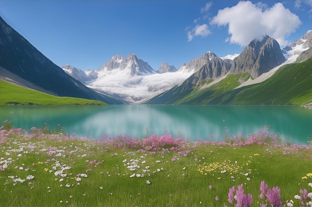 Espectacular paisaje de alta montaña con un lago