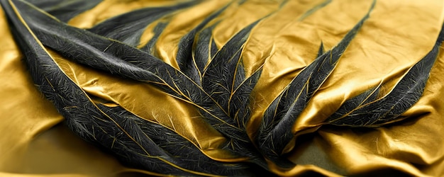 Espectacular patrón de seda negra y dorada Arte digital Ilustración 3D