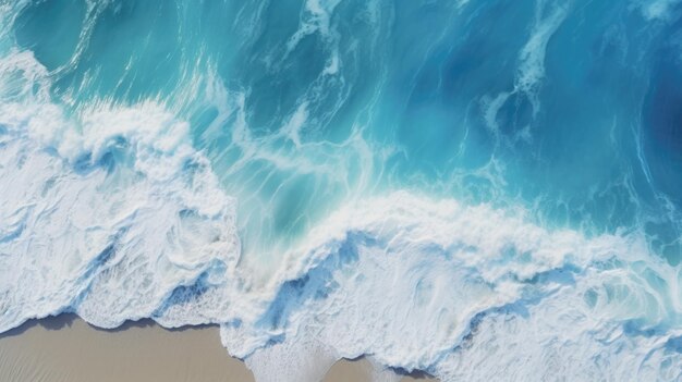 Espectacular vista aérea de arriba foto de fondo del océano agua de mar ola blanca salpicando en las profundidades del mar foto de drone telón de fondo de la ola del mar en las olas de ojo de pájaro