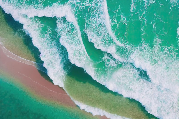 Espectacular vista superior desde la foto de un dron de una hermosa playa rosa