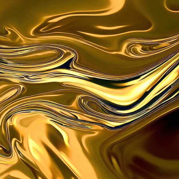 Espectaculares ondas líquidas sólidas doradas brillantes abstractas