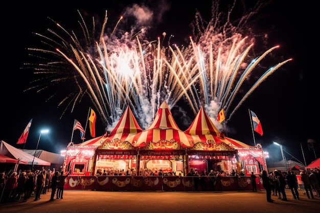 Espectáculo de circo de fuegos artificiales