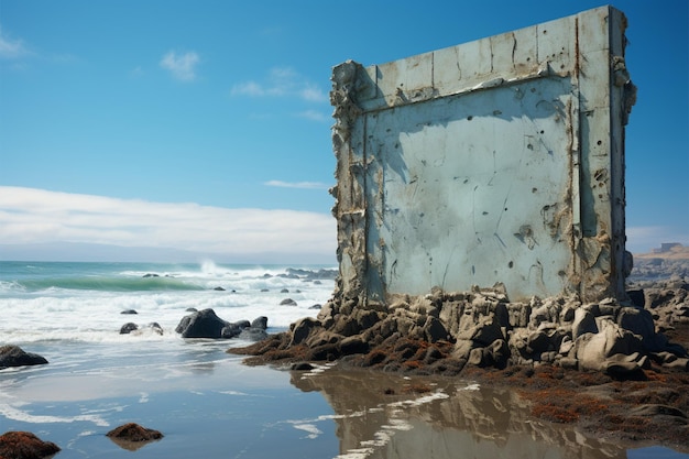 Espectáculo de la costa cartel desierto enmarcado por la playa y las olas lejanas