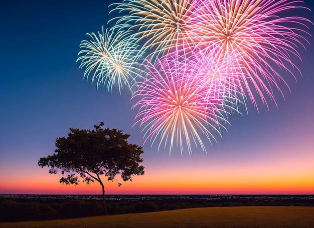 Un espectáculo de fuegos artificiales con coloridos fuegos artificiales IA generativa