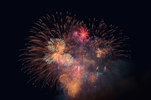 Un espectáculo de fuegos artificiales se enciende en el cielo oscuro.