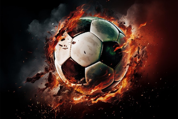 Espectáculo de fútbol animado Un cartel atractivo que muestra una animada pelota de fútbol