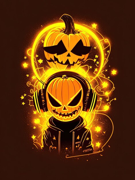 Espectáculo de Halloween de neón Esqueletos Calabazas y más en camisetas Logotipos y libros para colorear