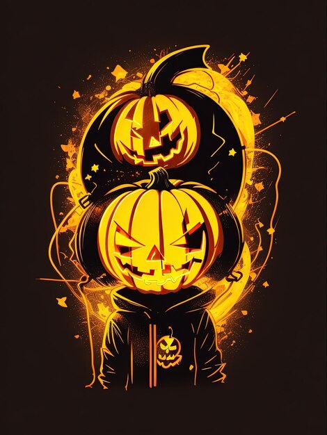 Espectáculo de Halloween de neón Esqueletos Calabazas y más en camisetas Logotipos y libros para colorear