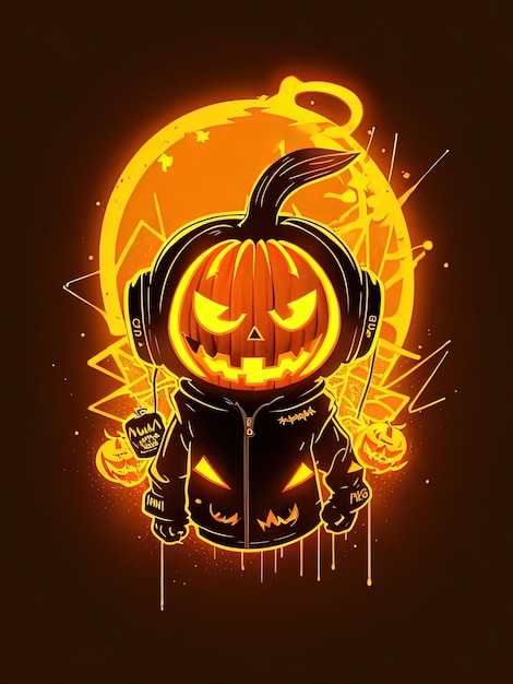 Espectáculo de Halloween de neón Esqueletos Calabazas y más en camisetas Logotipos y libros para colorear