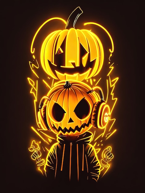 Espectáculo de Halloween de neón Esqueletos Calabazas y más en camisetas Logotipos y libros para colorear