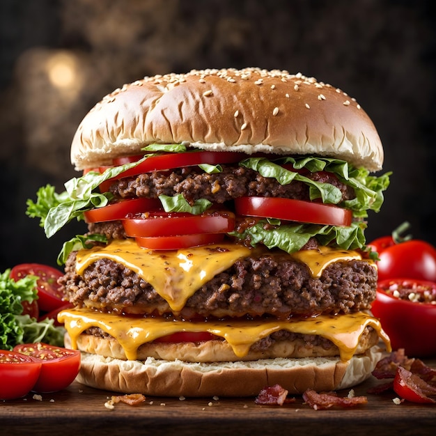 Espectáculo de hamburguesa con queso y tocino