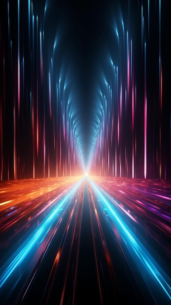 El espectáculo de luz de neón pinta un espacio abstracto con vibrantes y fascinantes rayos de color Vertical Mobile