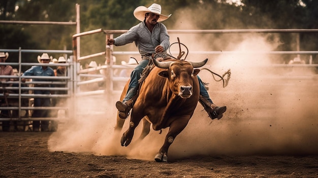 Un espectáculo de rodeo con carreras de toros y cuerda