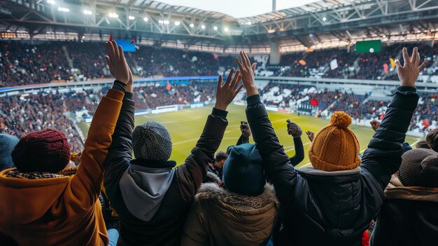 Foto los espectadores en un evento deportivo están animando a su equipo