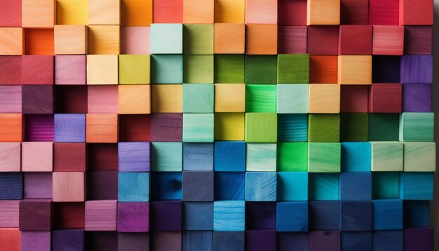 Espectro de bloques de madera multicolores apilados