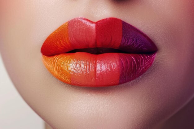 Foto espectro de colores de los labios para la publicidad de productos de belleza