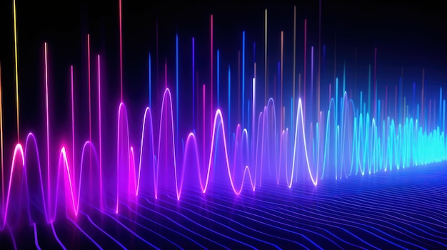 Foto espectro de señal de neón brillante y colorido ecualizador gráfico de fondo imagen generada por ia