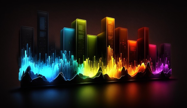 Espectro Vibrante em Tela Escura Uma Composição Abstrata de Frequências Coloridas