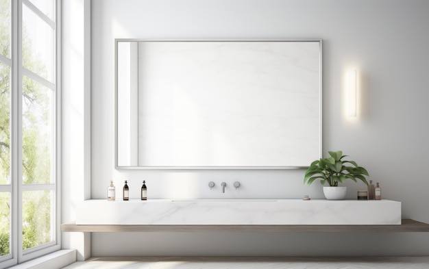 espejo de baño moderno sobre un fondo blanco