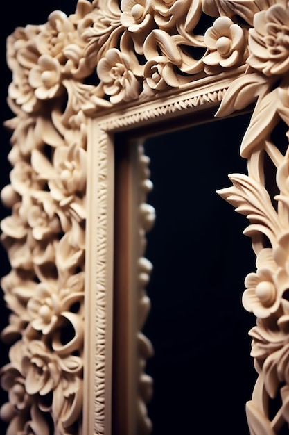 un espejo enmarcado en oro con un diseño en él