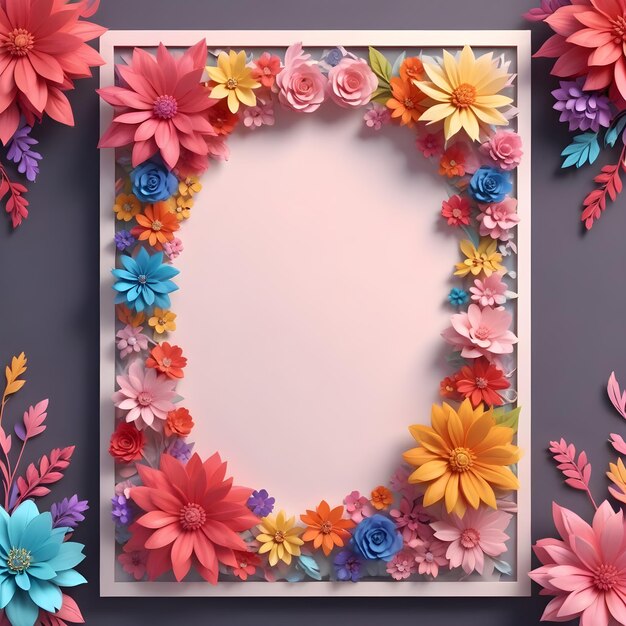 un espejo con flores en él y un marco blanco con un borde blanco