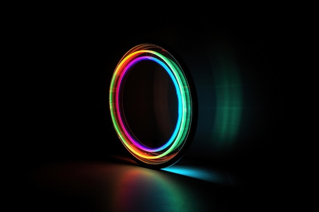 Un espejo con luces de colores