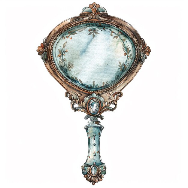 Espejo de mano ornamentado victoriano rústico