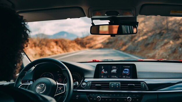 El espejo retrovisor dentro del coche