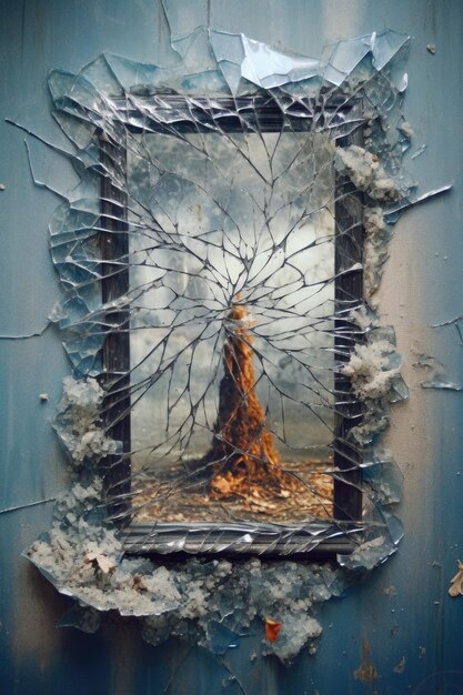 Foto un espejo roto reparado que representa la curación del trauma creado con ia generativa