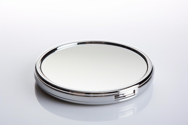 Espelho Compacto Prateado em Ai Generativo Branco