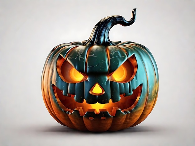 Espeluznante calabaza de Halloween con una sonrisa amenazadora aislada en un fondo transparente