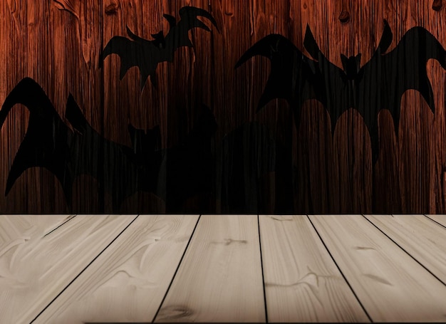 Espeluznante fondo de Halloween con tablas de madera vacías