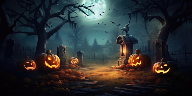 Espeluznante fondo oscuro de Halloween Ilustración AI generativo