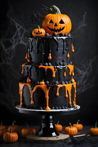 Un espeluznante pastel de Halloween generado por ai