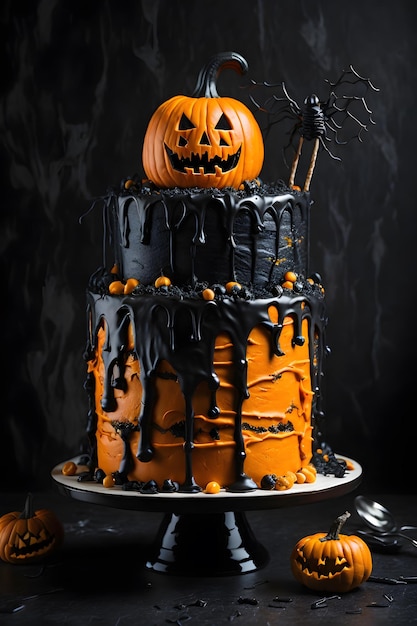 Un espeluznante pastel de Halloween generado por ai