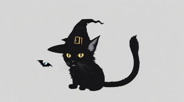 La espeluznante silueta del gato de Halloween