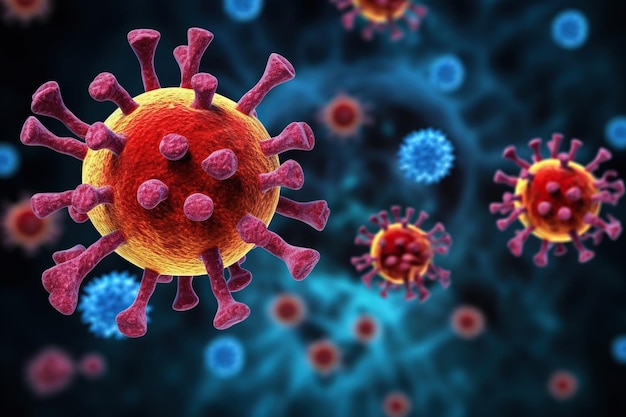 Se esperan variantes coloridas del virus coronavirus SARSCoV2 que causa COVID19Generadas con IA