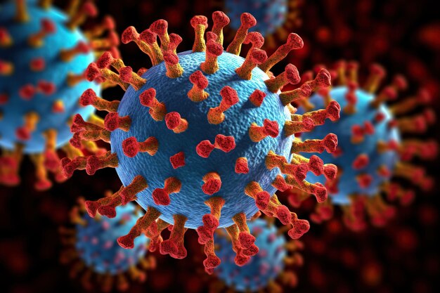 Se esperan variantes coloridas del virus coronavirus SARSCoV2 que causa COVID19Generadas con IA