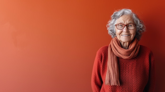 Foto esperanza horizon mujer anciana expresando esperanza y optimismo aislada en un fondo sólido con espacio para copiar