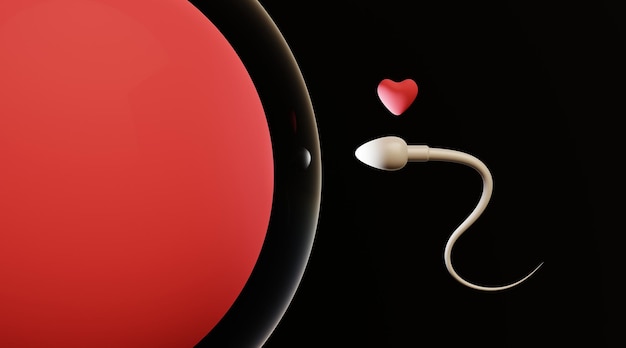Esperma observa un óvulo enamorado antes de formar un embrión y comenzar el embarazo