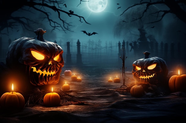 Espetáculo assustador, abóboras malignas ganham vida em um cativante papel de parede com tema de Halloween