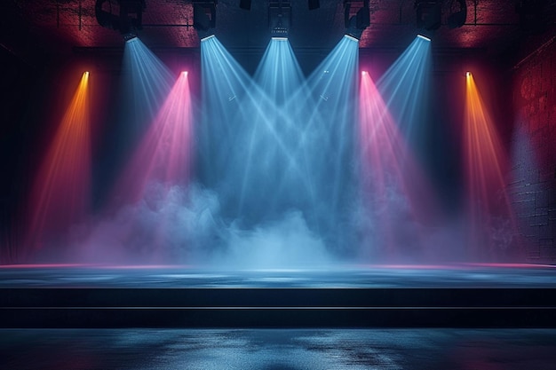 Espetáculo de entretenimento noturno gerado por IA com luzes de concerto vibrantes